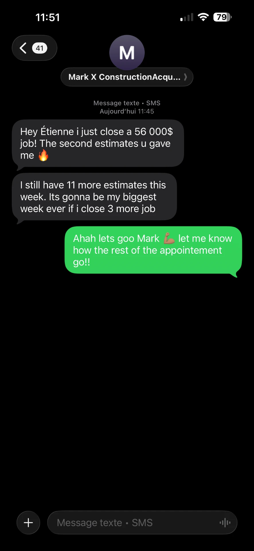 Mark X result: $56,000 closed job and 11 estimates remaining